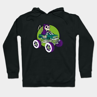 Grim Reaper Driving a Monster Truck // Funny Halloween Cartoon Hoodie